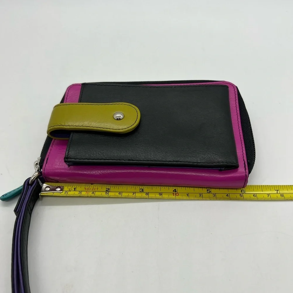 Beautiful Buttery Leather Wristlet Multicolored Zip Around